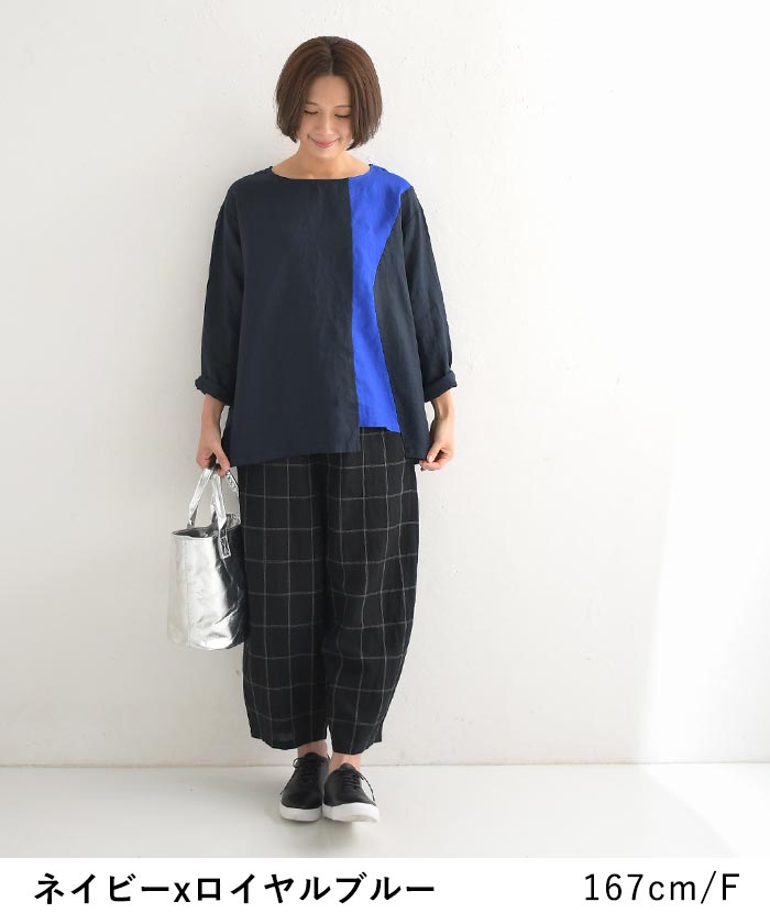 セール！返品交換不可 メール便可 プルオーバー 長袖 レディース ブラウス シャツ 14番手リネン 08Mab 麻100％ 25SS0328, q0718, q2, 08Mab セール！返品交換不可 メール便可 プルオーバー 長袖