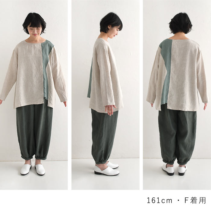 セール！返品交換不可 メール便可 プルオーバー 長袖 レディース ブラウス シャツ 14番手リネン 08Mab 麻100％ 25SS0328, q0718, q2, 08Mab セール！返品交換不可 メール便可 プルオーバー 長袖