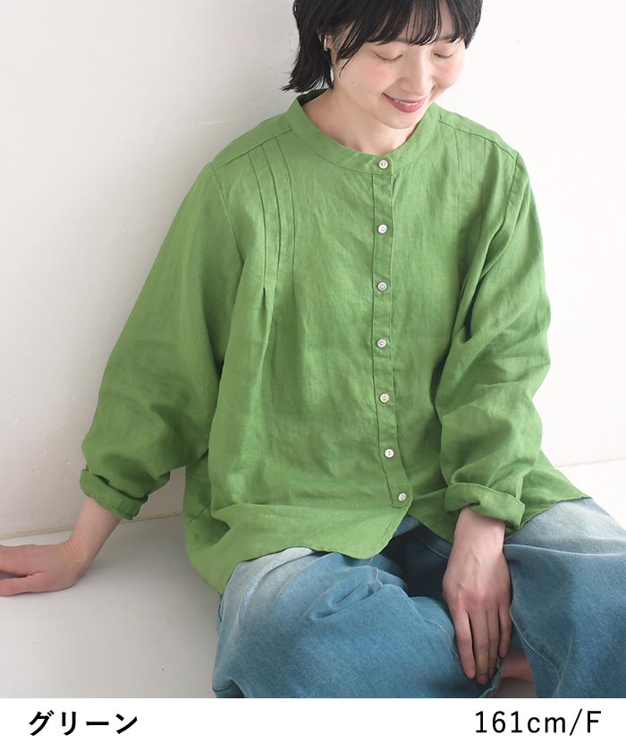 最大20％OFFクーポンあり ブラウス 14番手リネン 麻100% 08Mab 夏 春 リネンシャツ 30代 40代 50代 26SS0424, 爆買の画像