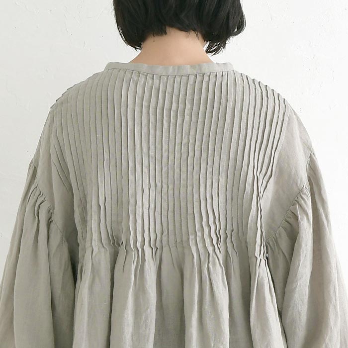 最大20％OFFクーポンあり ブラウス リネンシャンブレー 麻100% ピンタック 08Mabレディース 春 夏 30代 40代 50代 26SS0508, 爆買の画像
