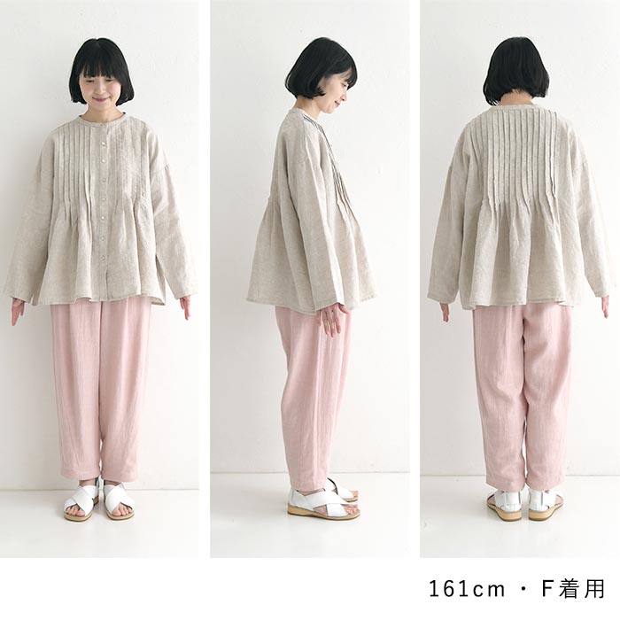 08Mab（ゼロハチマブ） ブラウス 麻100％ 08Mab 14番手リネン 前あき