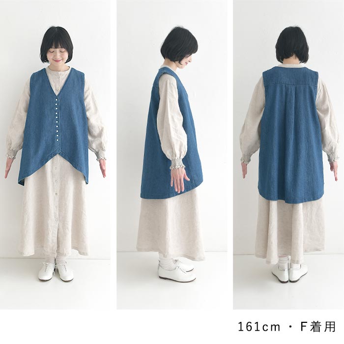 08Mab（ゼロハチマブ） ベスト綿麻デニム 前後差デザイン 春 夏 30代