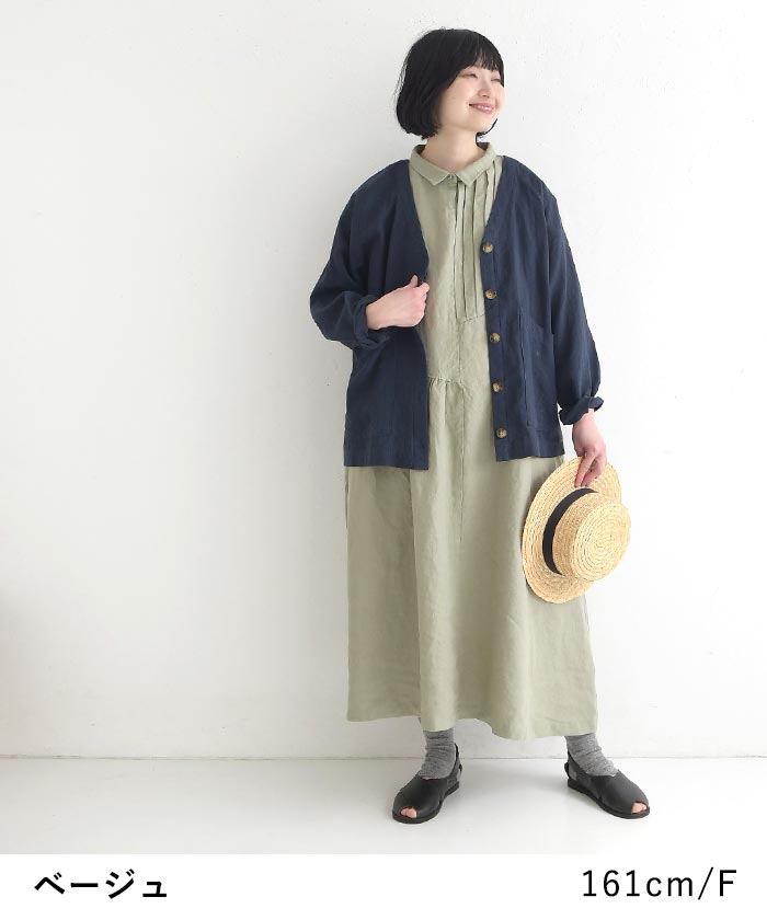 08Mab（ゼロハチマブ） クーポンで500円OFF ワンピース 9番手リネン 麻