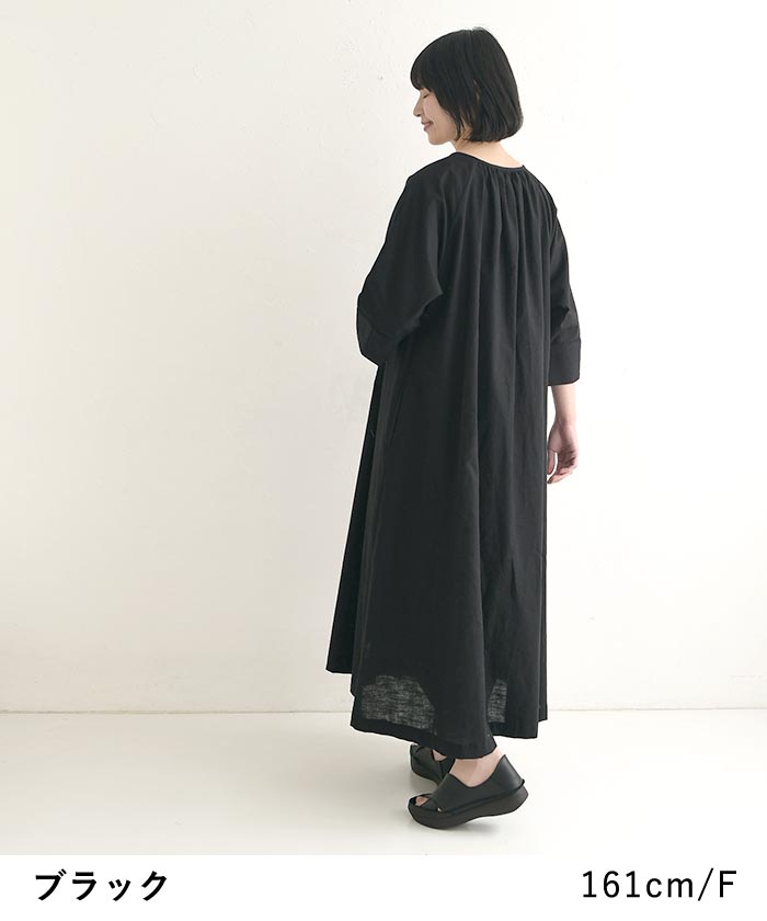 08Mab（ゼロハチマブ） ワンピース 綿麻 多ボタン 夏 春 ロング 30代