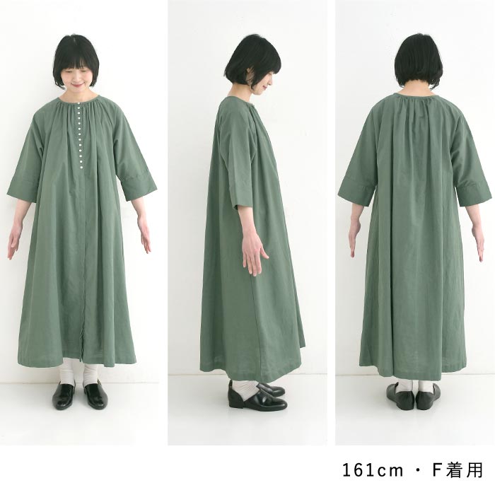 08Mab（ゼロハチマブ） ワンピース 綿麻 多ボタン 夏 春 ロング 30代