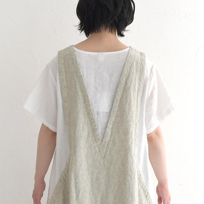 ワンピース 半袖 レディース 重ね着風 ロング 08Mab リネン ジャンバースカート風 ゆったり ワイド 麻100％ 25SS0604, | 08Mab | 17