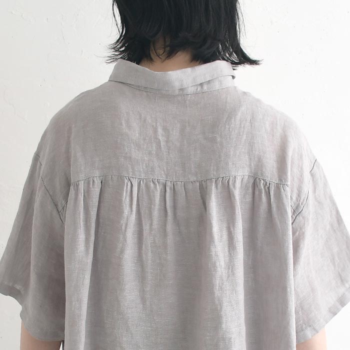 08Mab（ゼロハチマブ） ブラウス リネンシャンブレー ピンタック 麻100