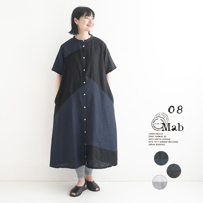 08Mab（ゼロハチマブ） ワンピース ヨーロピアンリネン アシンメトリー