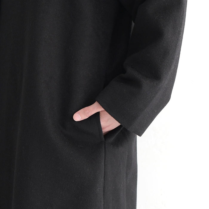 FB.フブウール黒コート ボタン留め希少size L 楽天市場】08mab メルトンウール 立ち襟 ロングコート アウター