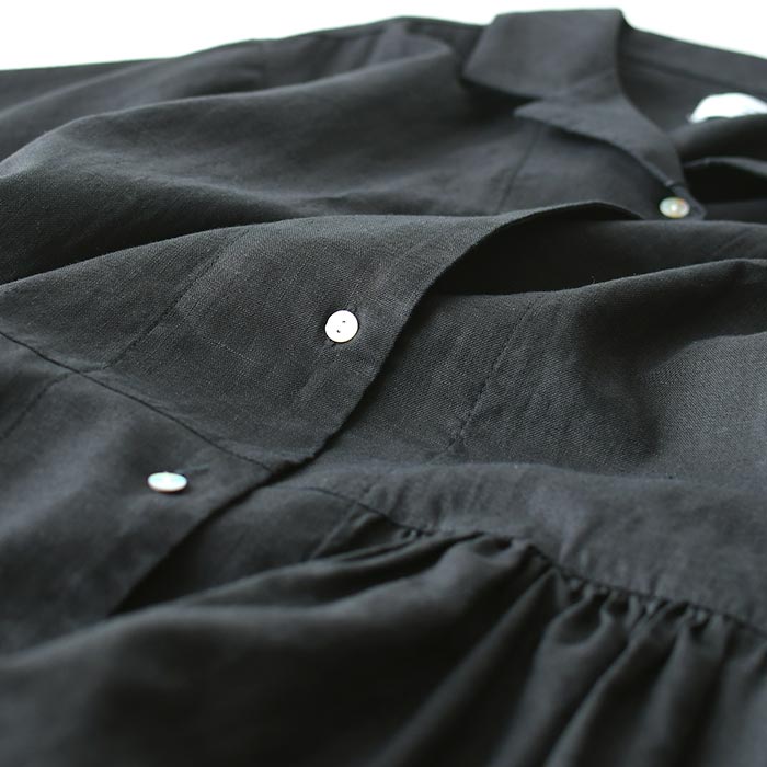 ワンピース ロング 半袖 レディース Sorte cuff リネンコットン テーラー襟 綿 麻 25SS0530, |  | 11