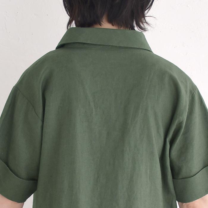 ワンピース ロング 半袖 レディース Sorte cuff リネンコットン テーラー襟 綿 麻 25SS0530, |  | 13