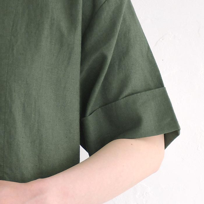 ワンピース ロング 半袖 レディース Sorte cuff リネンコットン テーラー襟 綿 麻 25SS0530, |  | 14