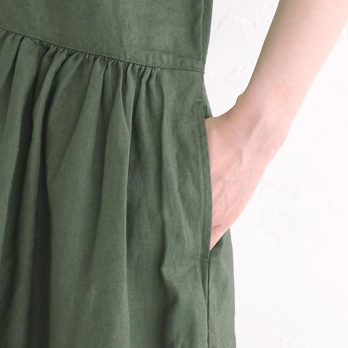 ワンピース ロング 半袖 レディース Sorte cuff リネンコットン テーラー襟 綿 麻 25SS0530, |  | 17