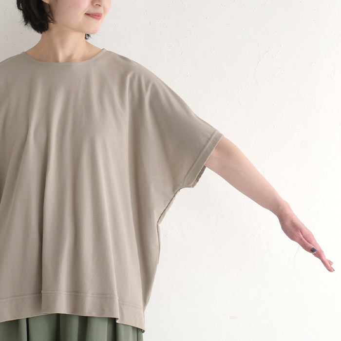 メール便可 接触冷感 5分袖 プルオーバー レディース Tシャツ カットソー鹿の子 ドルマン 25SS0620R,　爆買 |  | 20