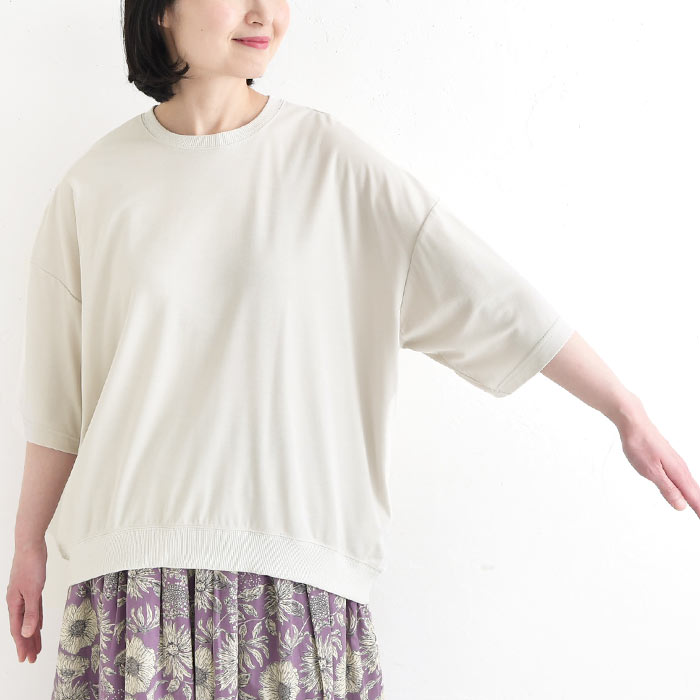 メール便可 接触冷感 プルオーバー 袖リブ 五分袖 レディース Tシャツ カットソー スムース 春 夏 26SS0604, |  | 19