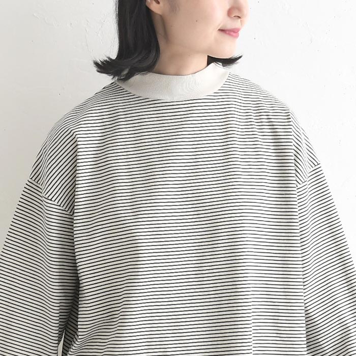 早割10％OFFクーポン プルオーバー ハイネック カットソー ボーダー 無地 綿100％  春 秋 冬 30代 40代 50代 26AW0904, |  | 15