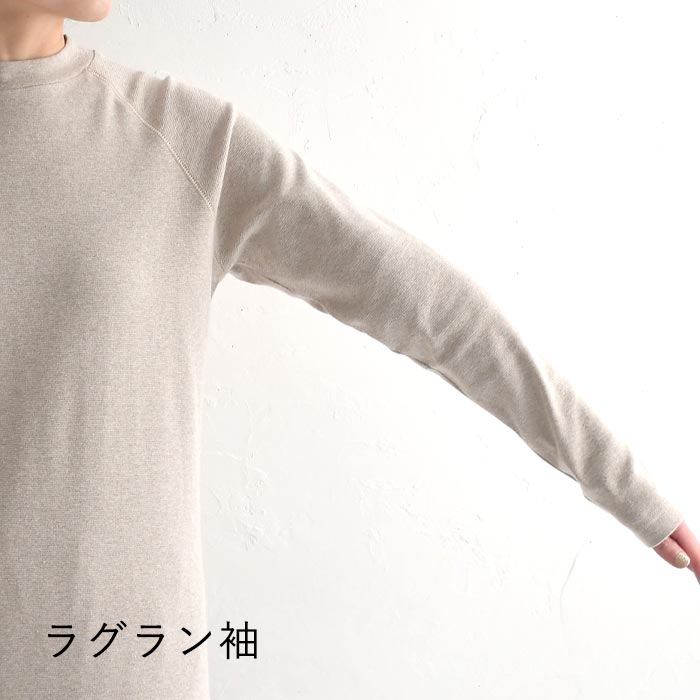 カットソー 長袖 シンプル レディース ラグラン ハイネック 綿