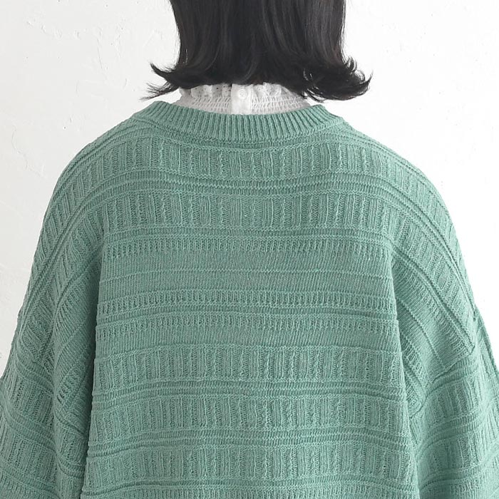 カーディガン ウォッシャブル綿タッチ 透かしボーダー編みニット  秋 冬 26AW1002, |  | 16
