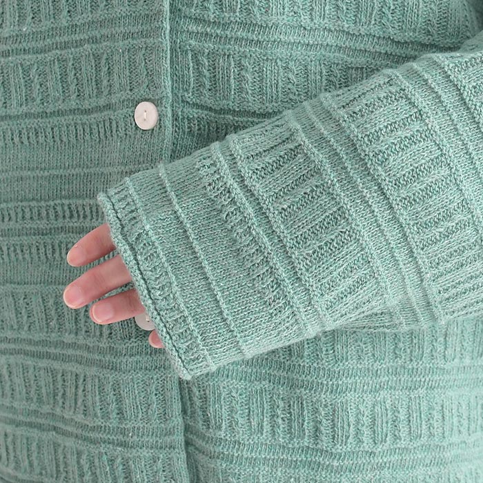 カーディガン ウォッシャブル綿タッチ 透かしボーダー編みニット  秋 冬 26AW1002, |  | 17