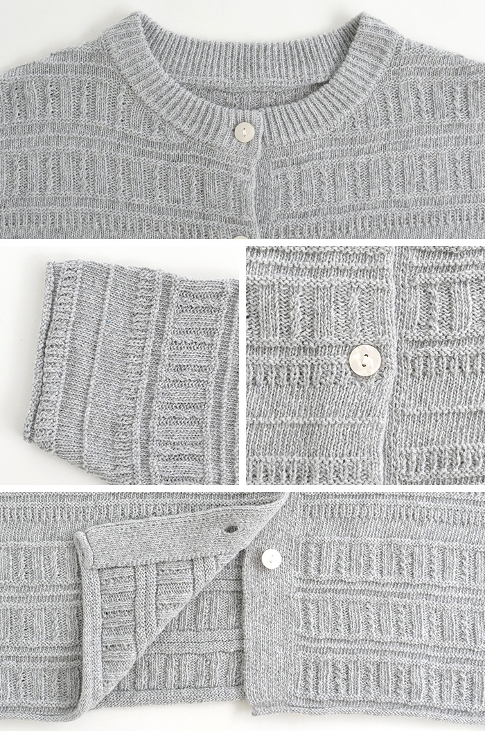 カーディガン ウォッシャブル綿タッチ 透かしボーダー編みニット  秋 冬 26AW1002, |  | 21