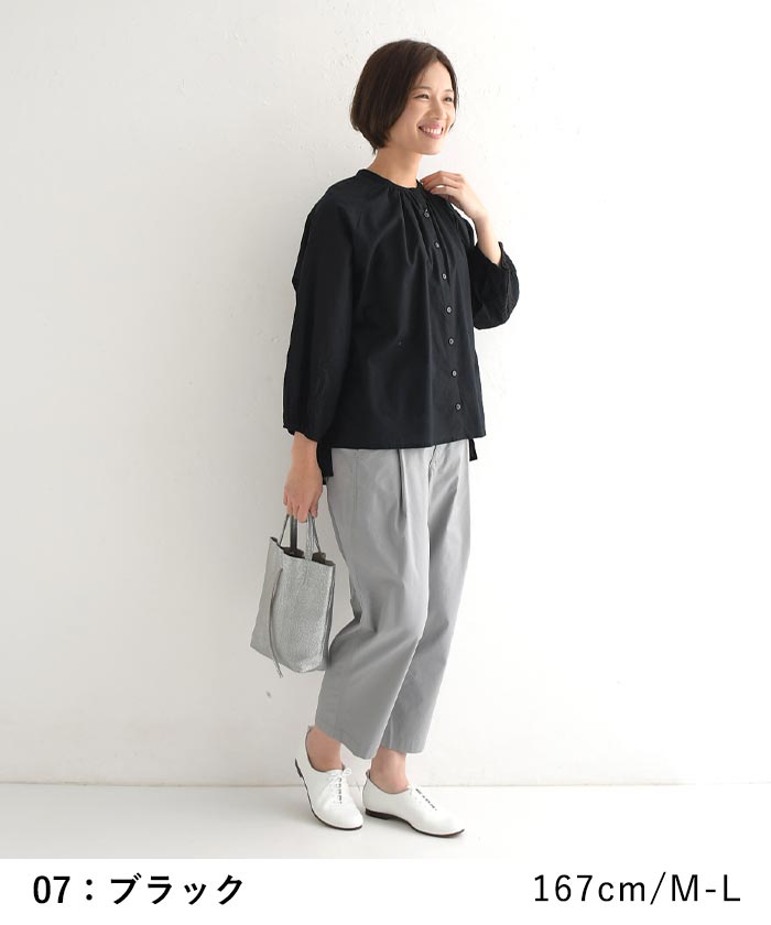 メール便可 ブラウス 涼しい レディース インド綿 袖刺繍 シャツ ノーカラー 薄手 綿100％ 25SS0523, |  | 05