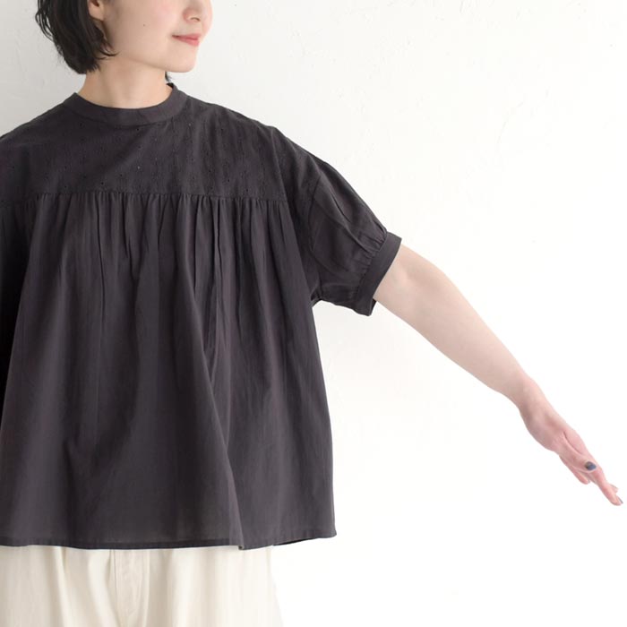 メール便可 プルオーバーブラウス 半袖 レディース インド綿 胸切替 刺繍 綿100％ 25SS0620, |  | 14