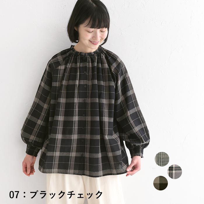 20％OFF セール！ 返品交換不可 ブラウス 長袖 レディース 綿キャンブリック チェック 綿100％ 25AW0904, q1128, q2, 爆買 |  | 03