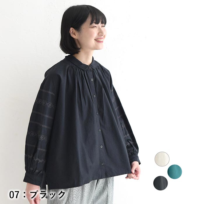 ブラウス 長袖 レディース 綿100％ 起毛 30代 40代 50代 秋冬 25AW1226 