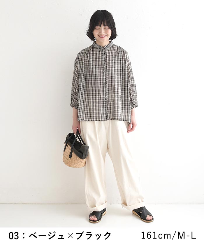 クーポンあり ブラウス 先染めチェック シャツ ワッシャーコットン 綿100％ 春 夏 30代 40代 50代 26SS0327, |  | 12