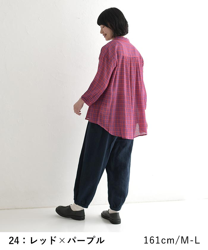 クーポンあり ブラウス 先染めチェック シャツ ワッシャーコットン 綿100％ 春 夏 30代 40代 50代 26SS0327, |  | 14