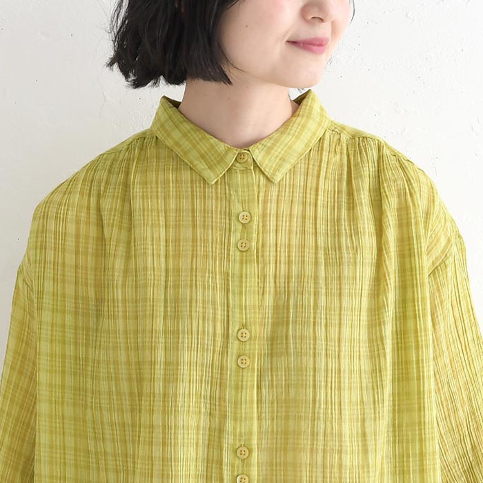 クーポンあり ブラウス 先染めチェック シャツ ワッシャーコットン 綿100％ 春 夏 30代 40代 50代 26SS0327, |  | 16