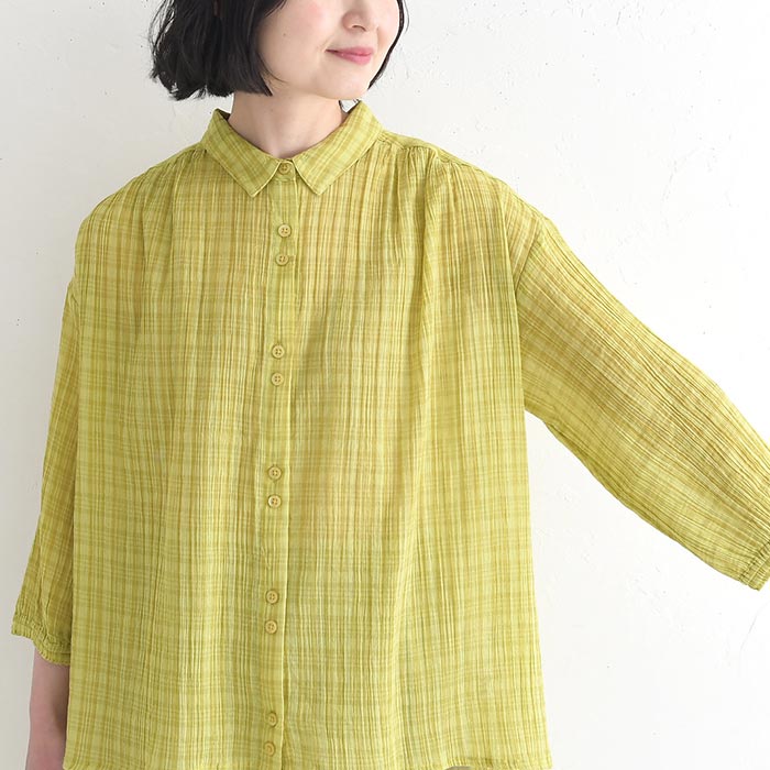 クーポンあり ブラウス 先染めチェック シャツ ワッシャーコットン 綿100％ 春 夏 30代 40代 50代 26SS0327, |  | 18