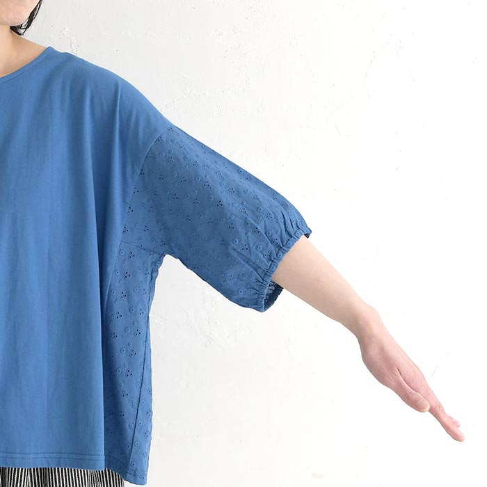 Tシャツ 布帛カットワークレース使い 綿100% コットン レディース 春 夏 30代 40代 50代 26SS0508, |  | 18