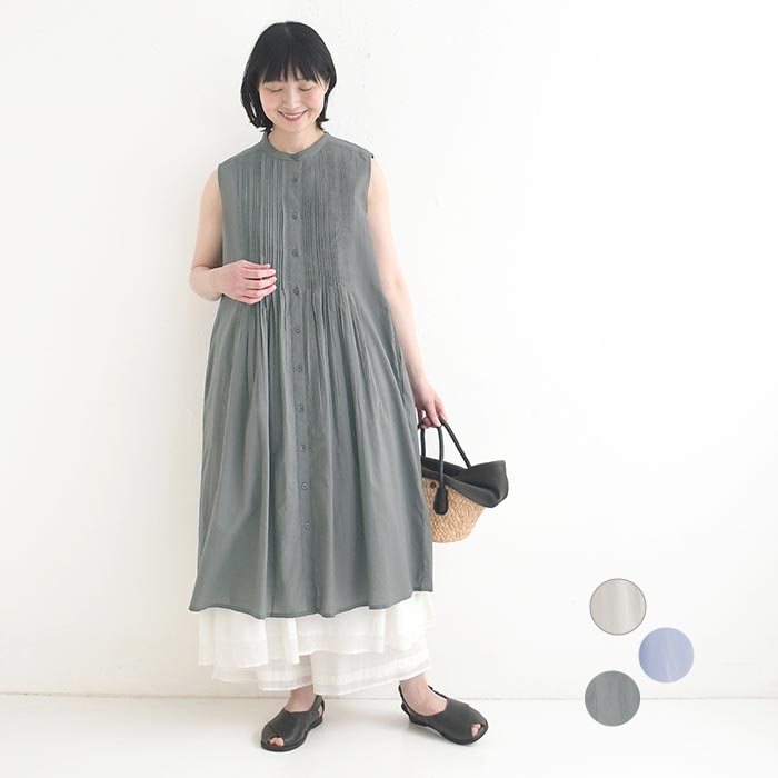 最大2000円OFFクーポンあり ワンピース ピンタック ノースリーブ インド綿 綿100%  春 夏 30代 40代 50代 26SS0703, | 