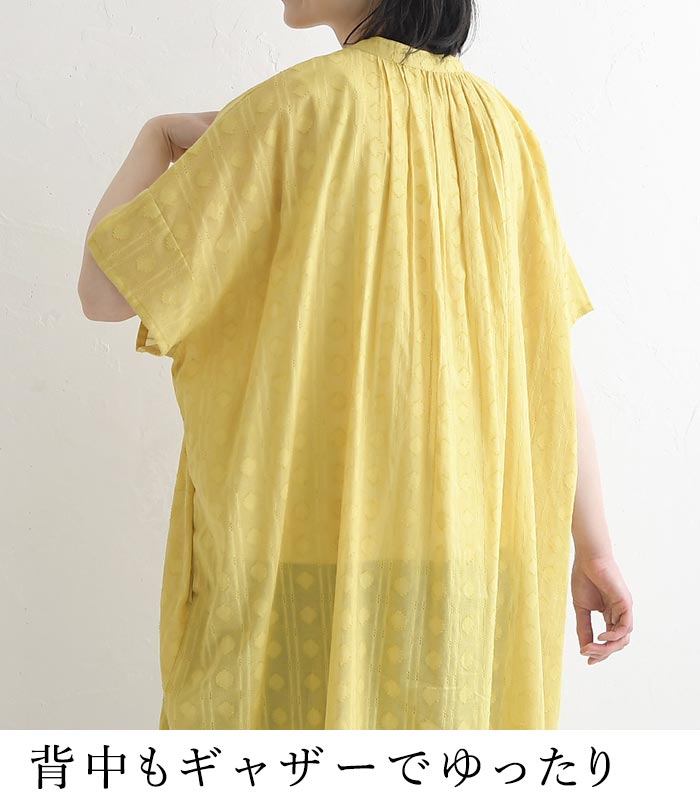 最大2000円OFFクーポンあり ワンピース ジャガード織り 半袖 インド綿 綿100%  春 夏 30代 40代 50代 26SS0703, 超PayPay祭 |  | 09