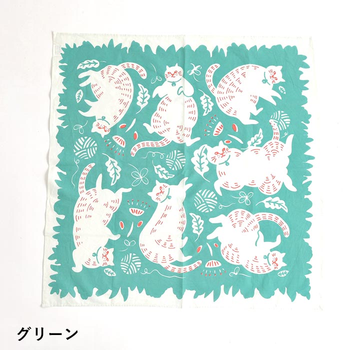 2点までメール便可 ハンカチ リラックス猫柄 大判サイズ 綿100% スカーフ バンダナ 70cm×70cm 26SS0529, |  | 01