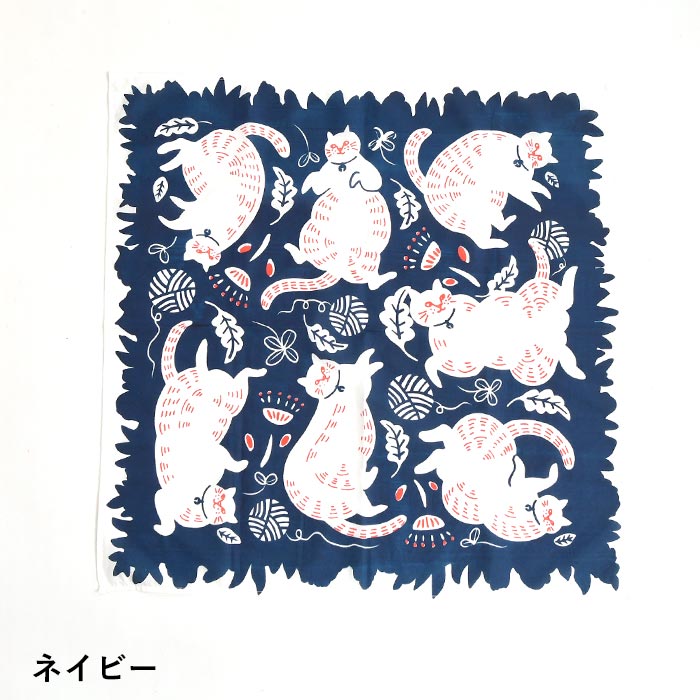 2点までメール便可 ハンカチ リラックス猫柄 大判サイズ 綿100% スカーフ バンダナ 70cm×70cm 26SS0529, |  | 02