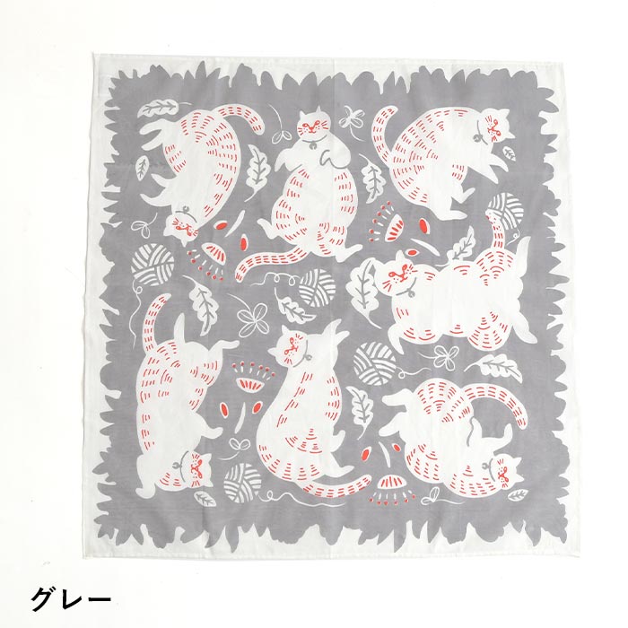 2点までメール便可 ハンカチ リラックス猫柄 大判サイズ 綿100% スカーフ バンダナ 70cm×70cm 26SS0529, |  | 03