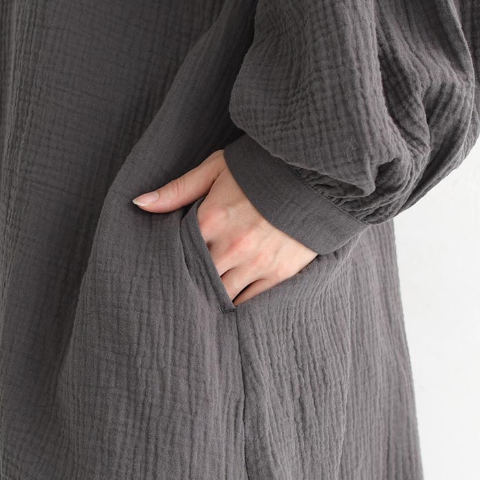 チュニック レディース Sorte cuff ダブルガーゼ フリル襟 綿100