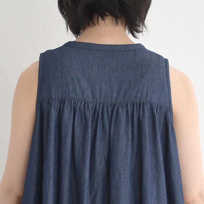 ノースリーブギャザーワンピース ロング レディース Sorte cuff コットンデニム 綿100％ 25SS0718, |  | 14