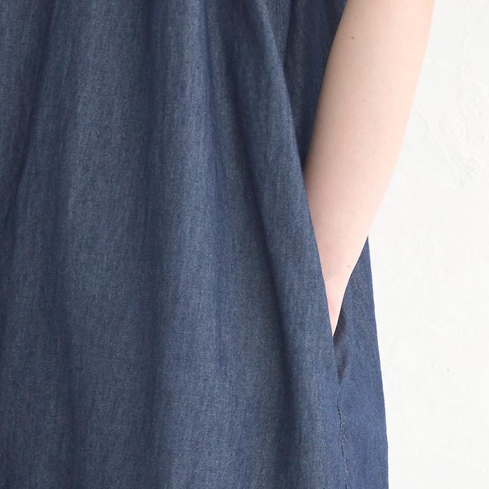 ノースリーブギャザーワンピース ロング レディース Sorte cuff コットンデニム 綿100％ 25SS0718, |  | 17