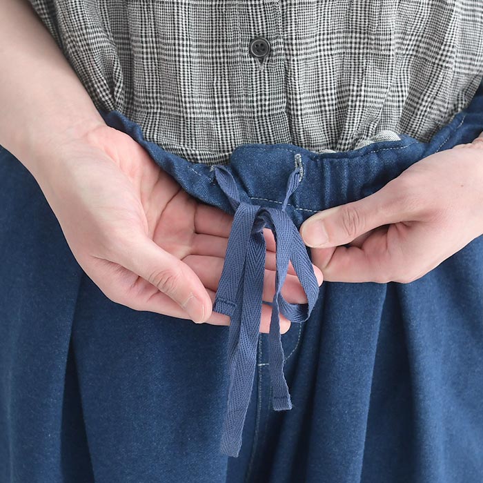 20％OFF セール！ 返品交換不可 コクーンパンツ ワイド ロング D*g*y デニム ストレッチ 裾タック ゆったりワイド 綿 25AW0904, q1128, q2, | D*g*y | 14