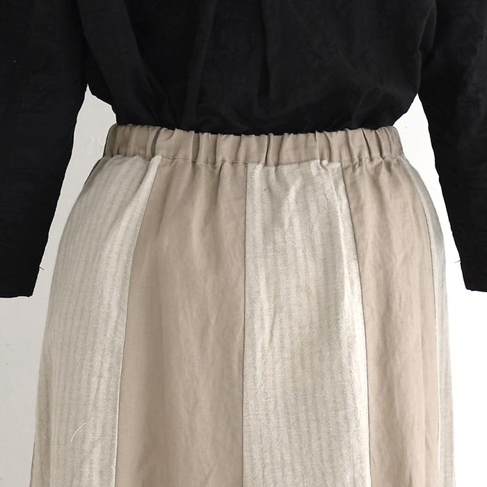 スカート ロング レディース 涼しい D*g*y 麻オックス 綿ドビー ストライプ配色 綿 麻 25SS0604, | D*g*y | 12