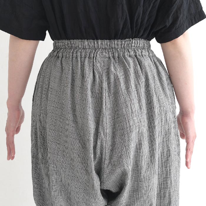 【50％OFF セール！】 返品交換不可 ワイドパンツ レディース D*g*y コットンシャーリング チェック 総ゴム 9分丈 綿 25AW0829, q1219, q5, | D*g*y | 17