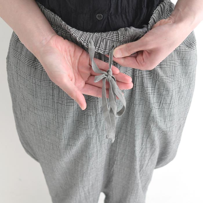 【50％OFF セール！】 返品交換不可 ワイドパンツ レディース D*g*y コットンシャーリング チェック 総ゴム 9分丈 綿 25AW0829, q1219, q5, | D*g*y | 20