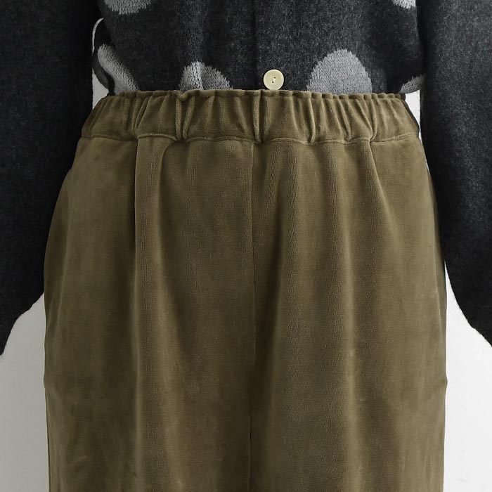 ワイドパンツ 綿別珍 コットンベロア 裾ダーツ ゆったり ウエストゴム 25AW1128, c1120, | D*g*y | 12