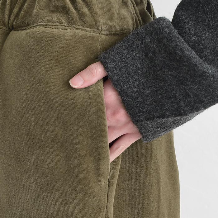 ワイドパンツ 綿別珍 コットンベロア 裾ダーツ ゆったり ウエストゴム 25AW1128, c1120, | D*g*y | 15