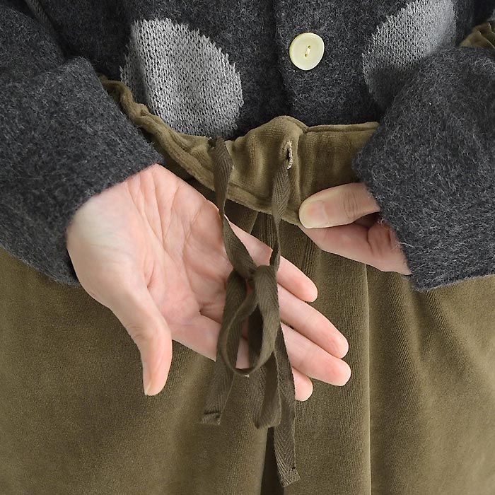 ワイドパンツ 綿別珍 コットンベロア 裾ダーツ ゆったり ウエストゴム 25AW1128, c1120, | D*g*y | 16