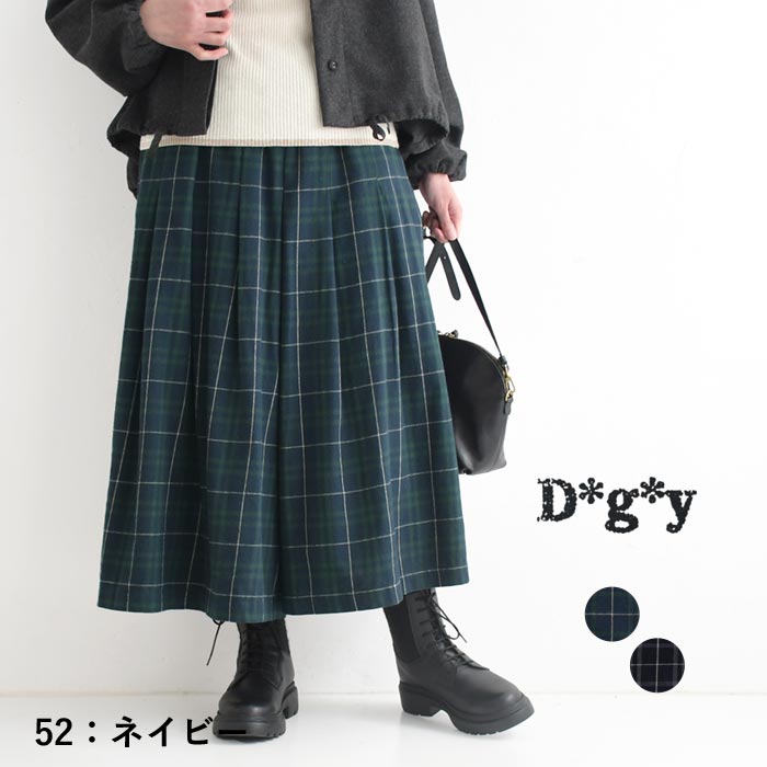 パンツ ロング レディース D*g*y 綿ビエラ チェック フレアシルエット スカート風 綿100％ 25AW1114, | D*g*y | 01