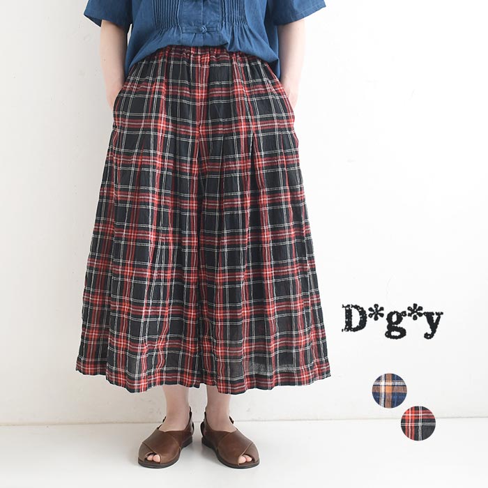 ガウチョパンツ Dgy フレア チェック柄 コットンシャーリング  春 夏 30代 40代 50代 26SS0703, | D*g*y